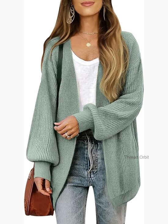 Sweaters - Oversized Long Cardigan Sweater Fall Trendy Chunky Waffle Knit Open Front Dressy